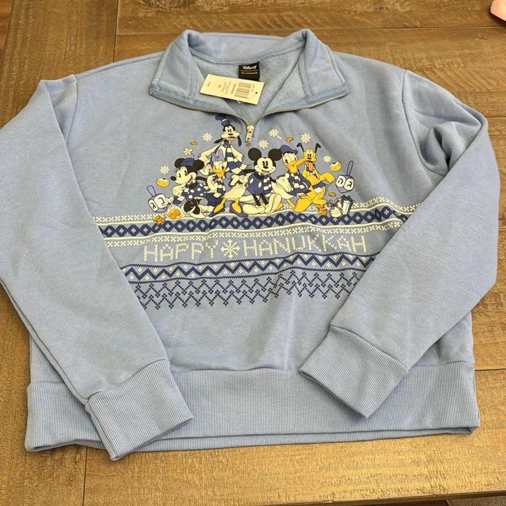 Her Universe Disney Holiday Hanukkah Half-Zip Crop Pullover - Picture 2 of 10